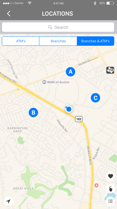 Daniel Falquez - UX Portfolio - Branch and ATM Locations finder