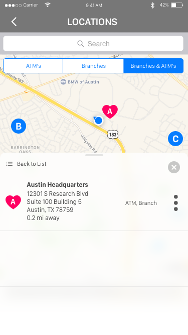 Daniel Falquez - UX Portfolio - Branch and ATM Locations finder