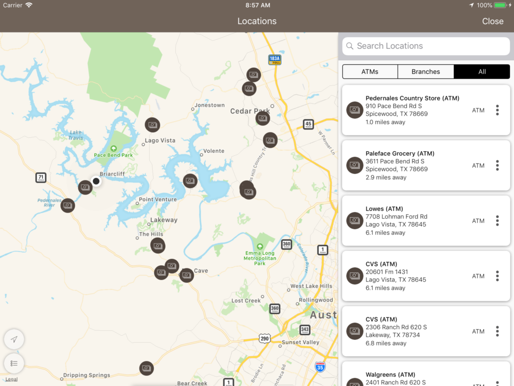 Daniel Falquez - UX Portfolio - ATM and Branch Locator for iPad