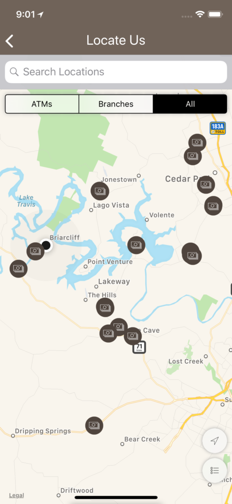 Daniel Falquez - UX Portfolio - ATM and Branch Locator for iPhone