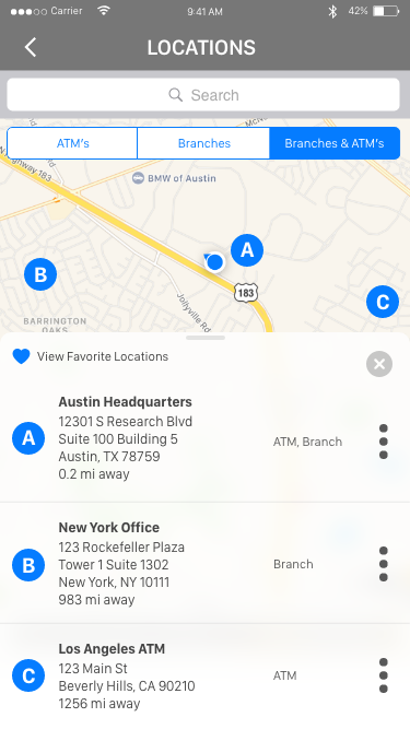 Daniel Falquez - UX Portfolio - Branch and ATM Locations finder